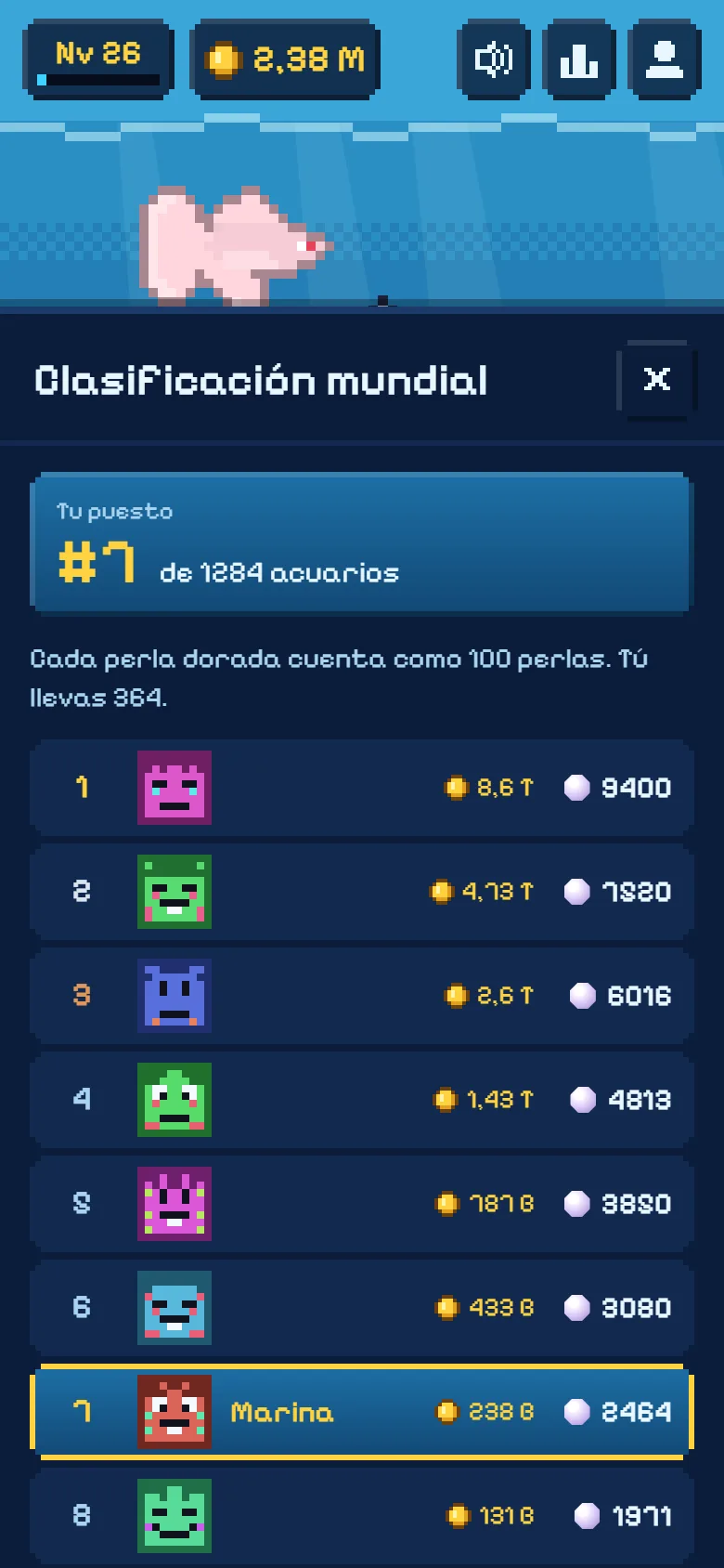La clasificación mundial de Esquarium
